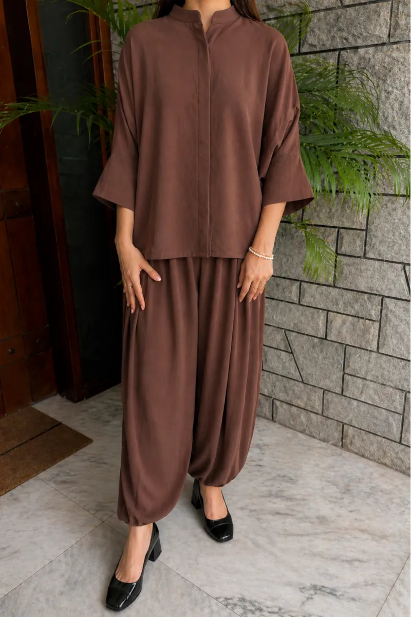 Brown balloon pant set